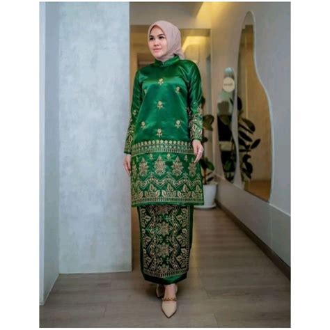 Jual Stelan Baju Kurung Bordir Melayu Kebaya Modern Kondangan Melayu