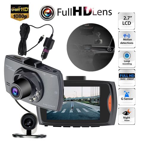 Car Dvr Camera Dash Cam Recorder G Full Hd P Dual Lens Inch