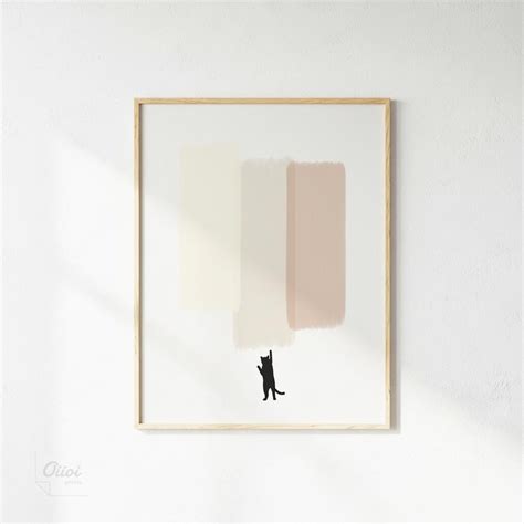 minimalist black cat wall art printable neutral abstract wall art