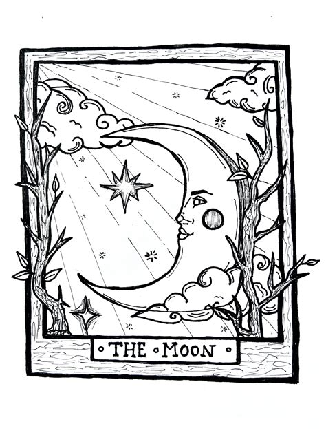 The Moon Tarot Card Art Print Etsy