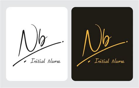 Premium Vector Nb N B Initial Handwriting Nb Initial Handwriting