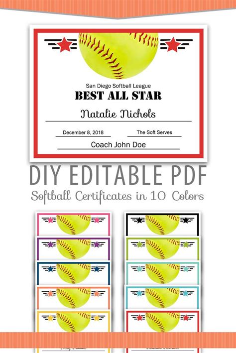 Free Printable Softball Certificate Template Printable Templates