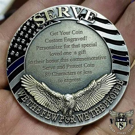 Protect And Serve Police Custom Engraved Challenge Coin