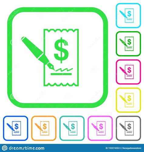 Signing Dollar Cheque Vivid Colored Flat Icons Icons Stock Vector