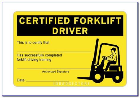 Free Forklift Training Certification Card Template Inside Forklift