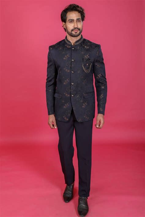 Shop Online For Stylish Blue Floral Printed Jodhpuri Suits For Men