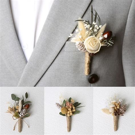 Buqu De Flores Secas Para Decora O De Mesa Broches Boutonnieres