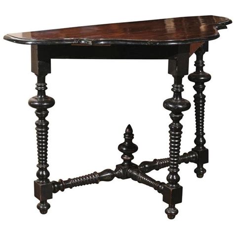 century walnut louis xiii style serpentine console table italy