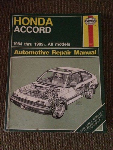 Find HAYNES HONDA ACCORD 1984 1989 ALL MODELS REPAIR MANUAL In