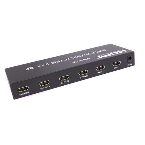 2X4 HDMI 3D True Matrix Switch Splitter 2 In Source 4 Out Display W