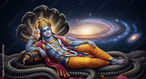 vishnu hindu god hinduism sleeping  shesha naga galaxy hindu deity