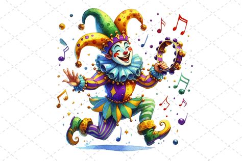 Watercolor Mardi Gras Jester Clipart Graphic By Design Store · Creative