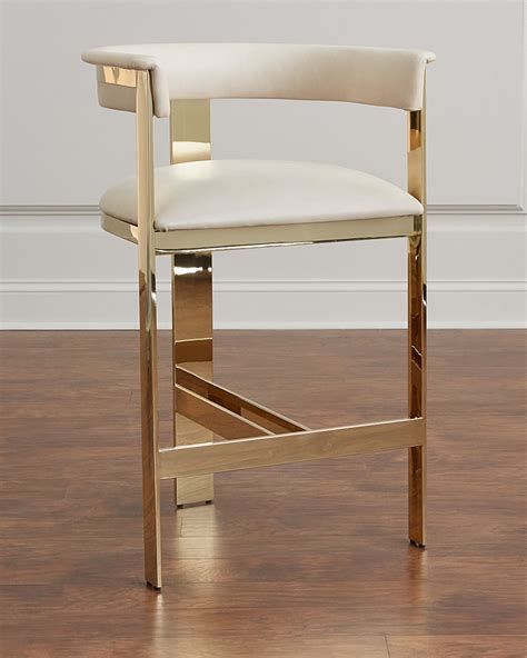 Interlude Home Darla Brass And Leather Bar Stool