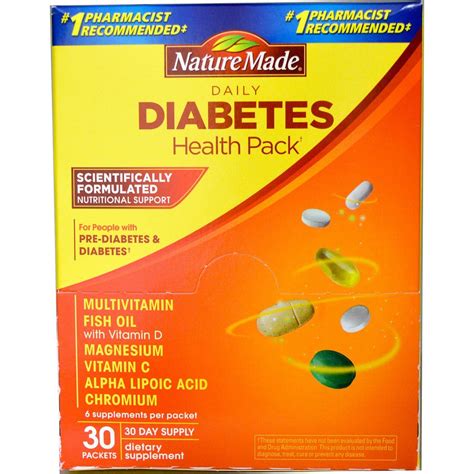 Nature Made Daily Diabetes Health Pack 30 Packets 6 Supplements Per Packet By Iherb