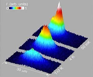 Exotic Particles Chilled And Trapped Form Giant Matter Wave