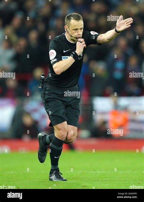 Referee Stuart Attwell during the Premier League match at Anfield ...