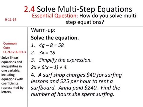 Solving Multi Step Equations Ppt Tessshebaylo