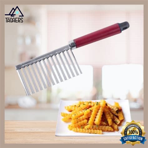 Potato Chip Vegetable Crinkle Wavy Cutter Blade Tool Fry Fries Hand