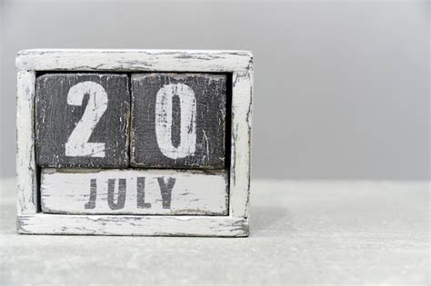 Calendario Para El De Julio Hecho De Cubos De Madera Sobre Fondo