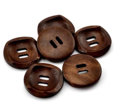 Cansyy Lot De Boutons En Bois Textur Mm Ronds Trous Marron