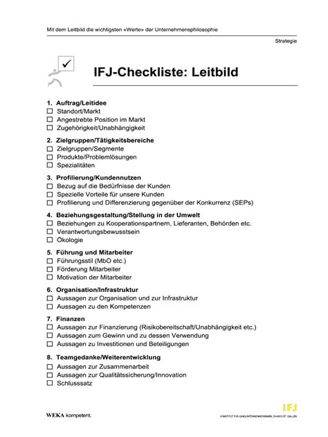 Fillable Online Kmuratgeber Ifj Checkliste Leitbild Kmuratgeber Ch