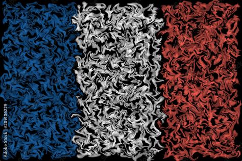 Flag Of France French Flag Burning Smeared Colors Design Stock