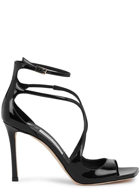 Jimmy Choo Azia 95 Black Patent Leather Sandals Lyst UK