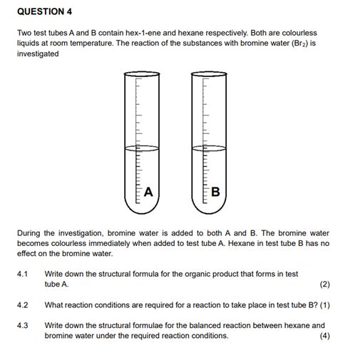 Solved Question Two Test Tubes A And B Contain Hex Ene Chegg