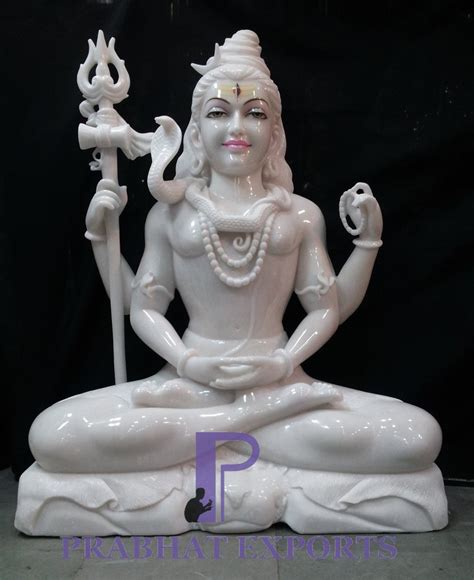 White Painted Shiva Marble Statue For Worship Size 1 Feet To 12 Feet