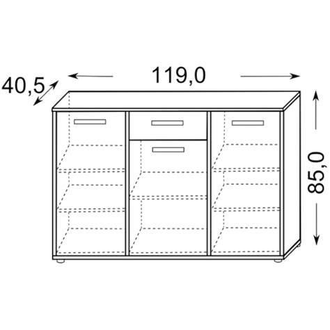 Bella Komoda 3 Vrata 1 Ladica 119x40 5x85 Natur Sonoma Hrast Bijela