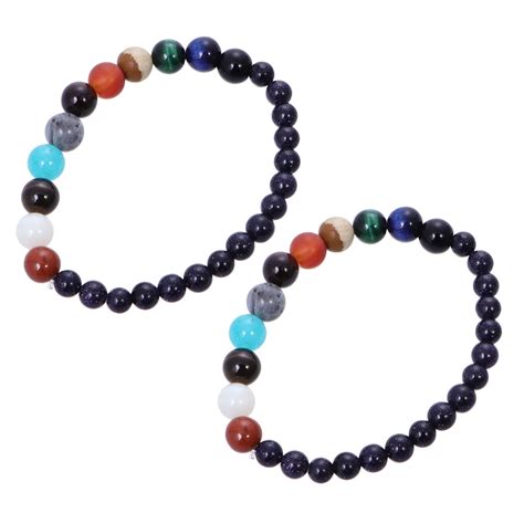 Rosarivae 2pcs Women Stone Bead Charm Bracelet Universe Galaxy The