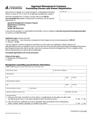 Fillable Online Dol Wa Appraisal Management Company Controlling Person