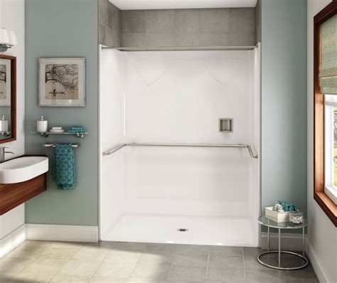 Ops Rs Acrylx Alcove Center Drain One Piece Shower In White Ada