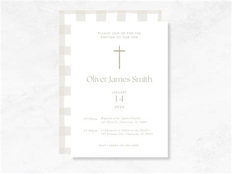 Editable Baptism Christening Cross Invitation Invitation Etsy