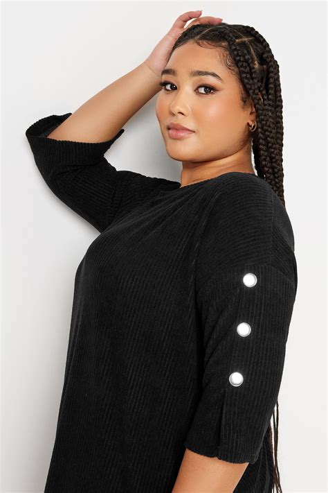 Yours Luxury Plus Size Curve Black Soft Touch Button Top Yours Clothing