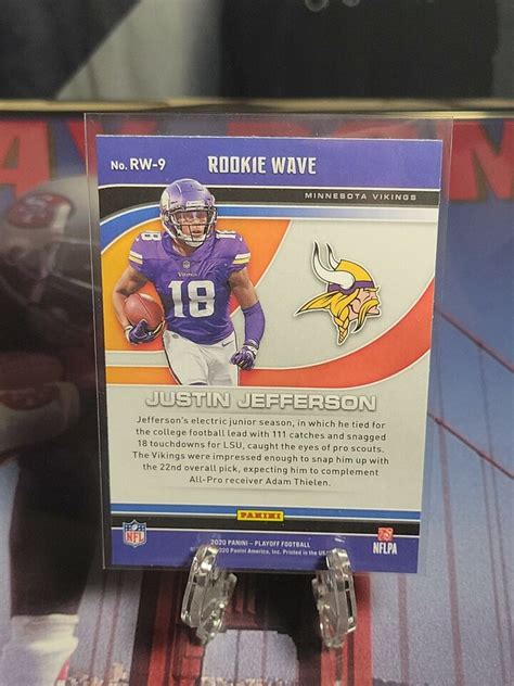 Justin Jefferson 2020 Panini Playoff Rookie Wave RW 9 Minnesota Vikings