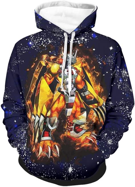 Wargreymon Digimon Mens Hooded Sweatshirt Casual Pullover With Pockets