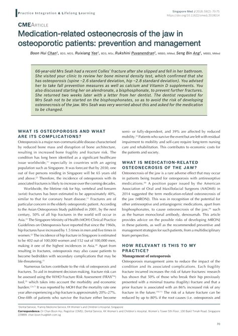 Pdf Medication Related Osteonecrosis Of The Jaw In Osteoporotic