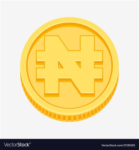 Nigerian naira symbol on gold coin Royalty Free Vector Image