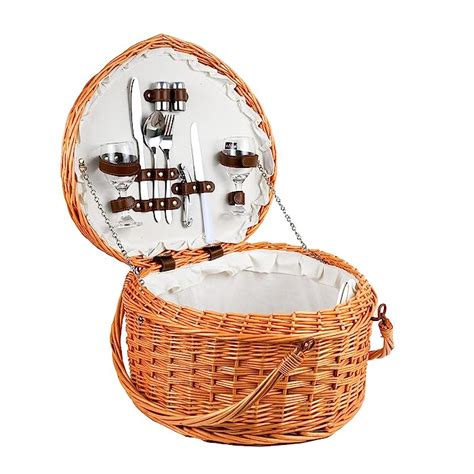 Buy Heart Wicker Picnic Basket Set For Romantic Cute Picknick Cooler