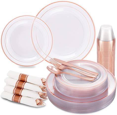 Amazon I Pcs Rose Gold Plastic Plates With Disposable