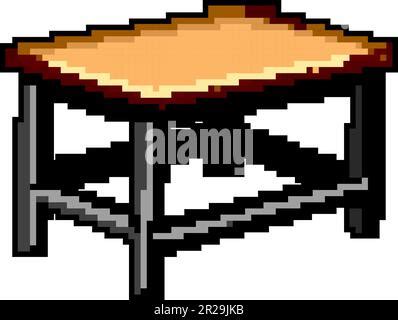 Wooden Table Dining Game Pixel Art Vector Illustration Stock Vector