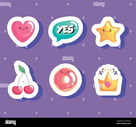 Stikers Kawaii Im Genes Vectoriales De Stock Alamy