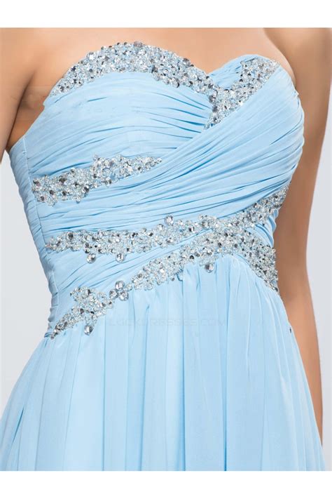 A Line Sweetheart Beaded Long Chiffon Prom Evening Formal Party Dresses