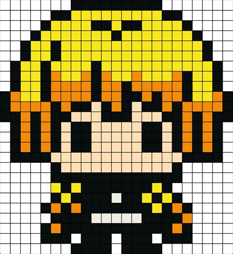 Zenitsu Tamagotchi Sprite Uncolored Perler Bead Pattern Bead Sprites Characters Fuse Bead