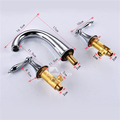 Gold Bathroom Faucet Widespread Two Handles Polished Brass Bathtub