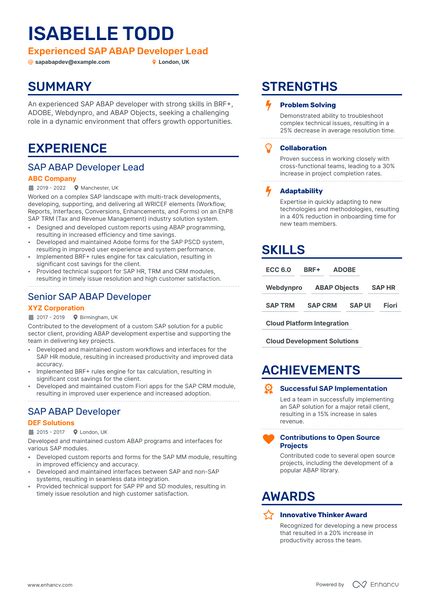 5 Sap Abap Developer Resume Examples And Guide For 2023