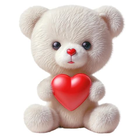 Premium Photo Cute Fluffy White Teddy Bear With A Big Red Heart