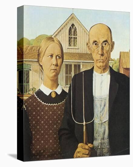 American Gothic 1930 Stretched Canvas Print Grant Wood