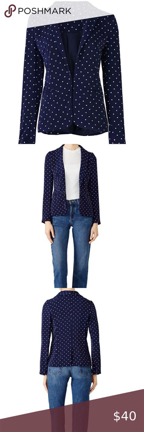 Evidnt Navy Polka Dot Blazer Polka Dot Blazer Black And White Jacket Orange Suit